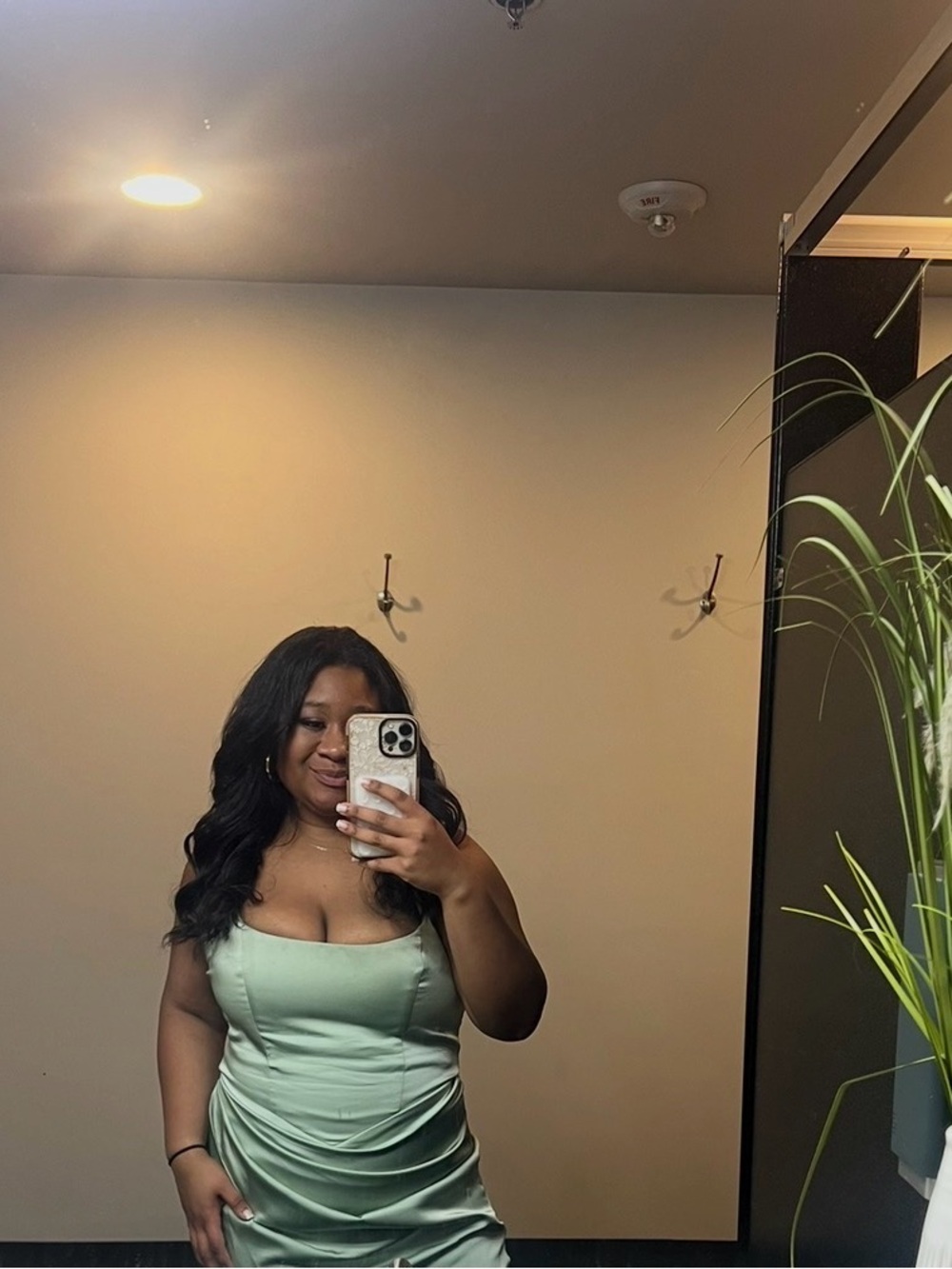 Azazie Sage green , Satin Square-Neck Green Evening Gown - Picture 3 of 10